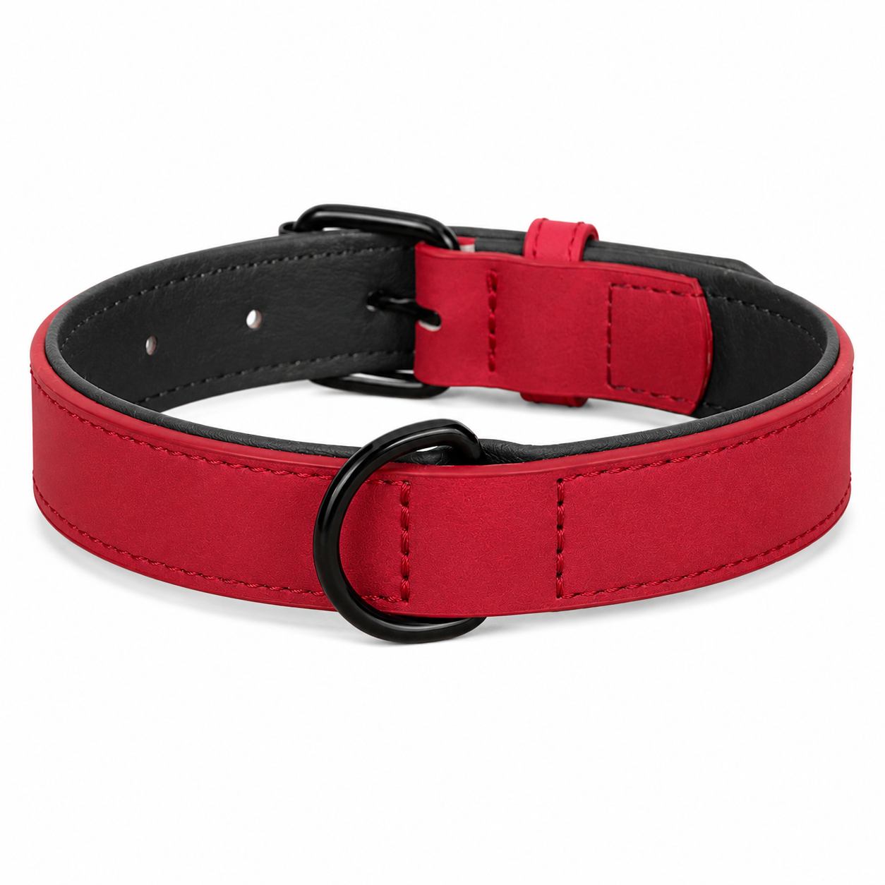Collier en cuir véritable rembourré pour grands chiens