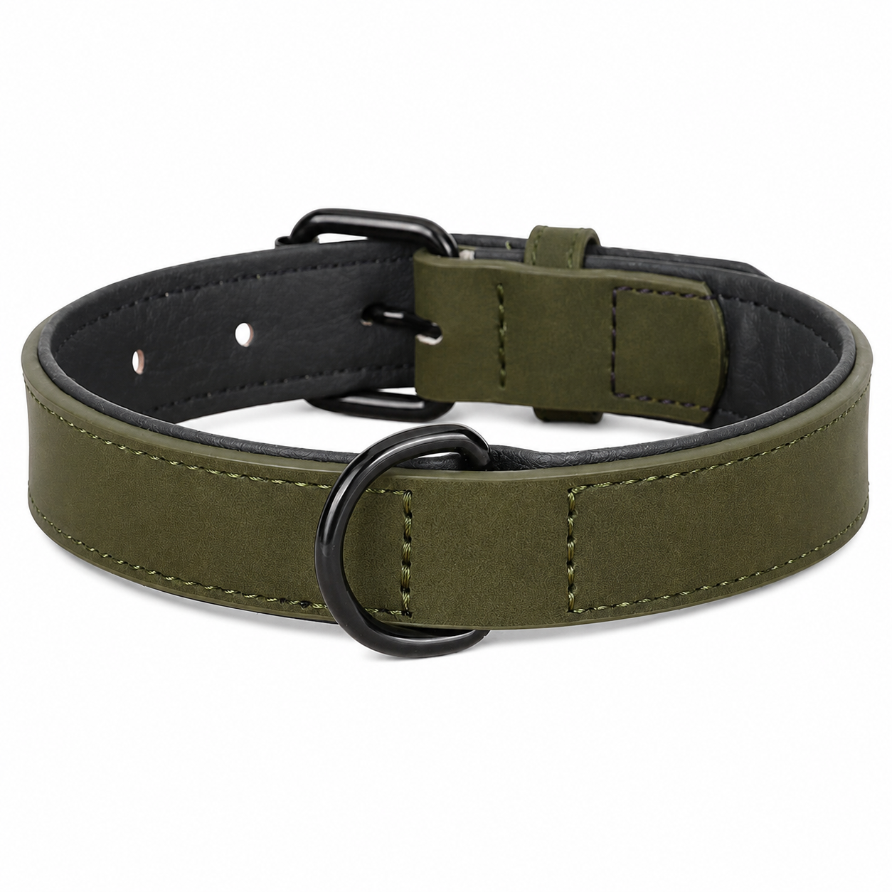 Collier en cuir véritable rembourré pour grands chiens