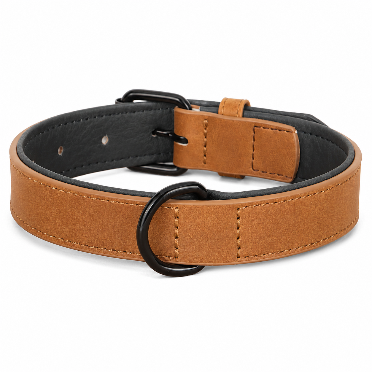 Collier en cuir véritable rembourré pour grands chiens
